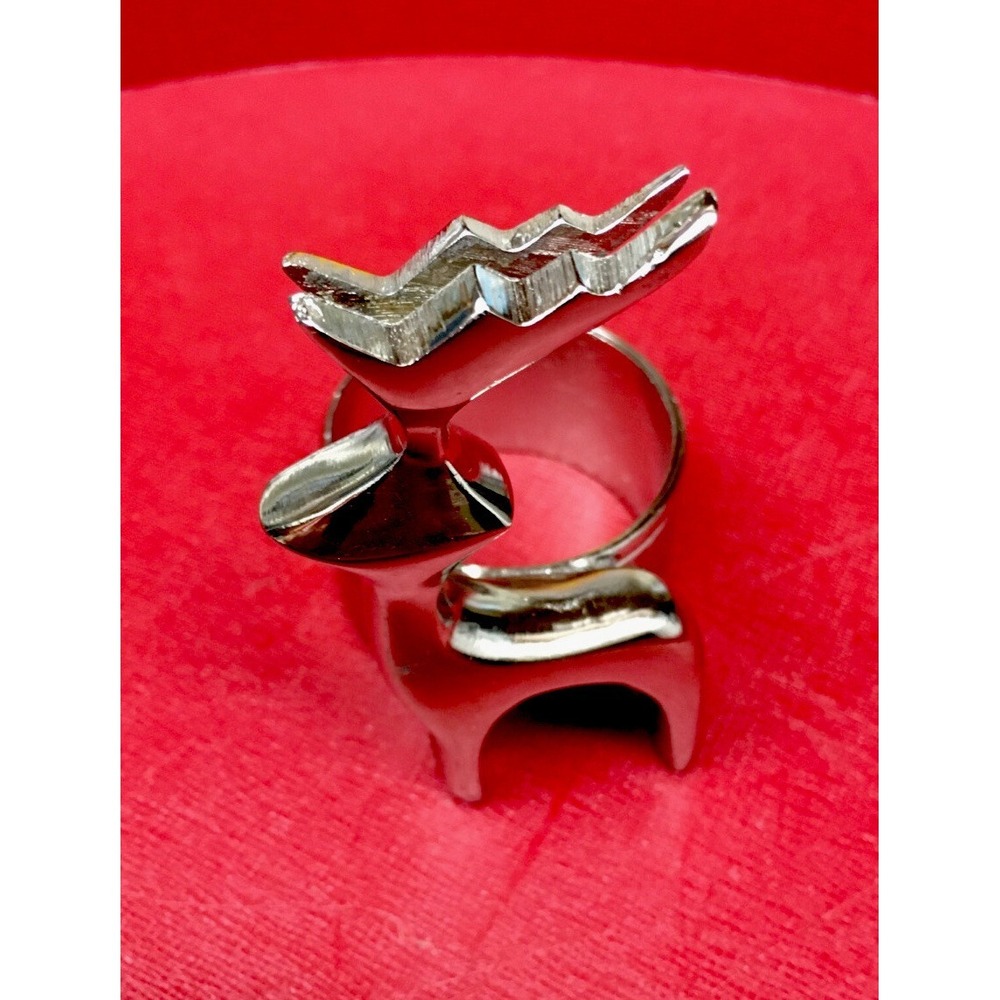 Silver Reindeer Napkin Ring Holder Christmas‎ Cabin Core Set of 8